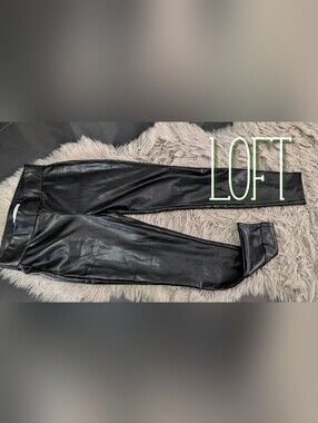 LOFT Black Pu Leather Leggings Skinny Pants XS